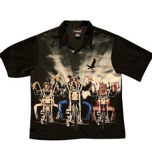 Vintage Motorcycle AOP Lounge Motorcycle hogs Bull Dogs Men’s Loop Collar Large